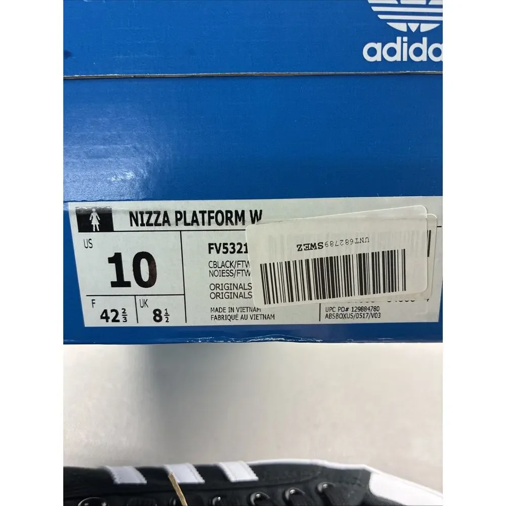 Adidas Nizza Platform FV5321 Women’s Size 10 Black White New With Box Shoes